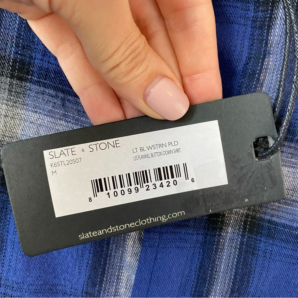 Slate & Stone‎ Western Plaid Flannel Shirt Blue M